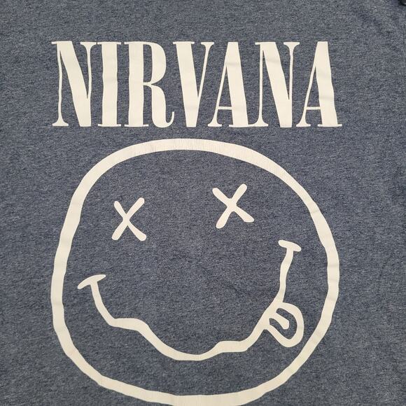 NIRVANA Rock Band Ringer Shirt M/L 21x26 Blueish Gray White - Picture 5 of 11